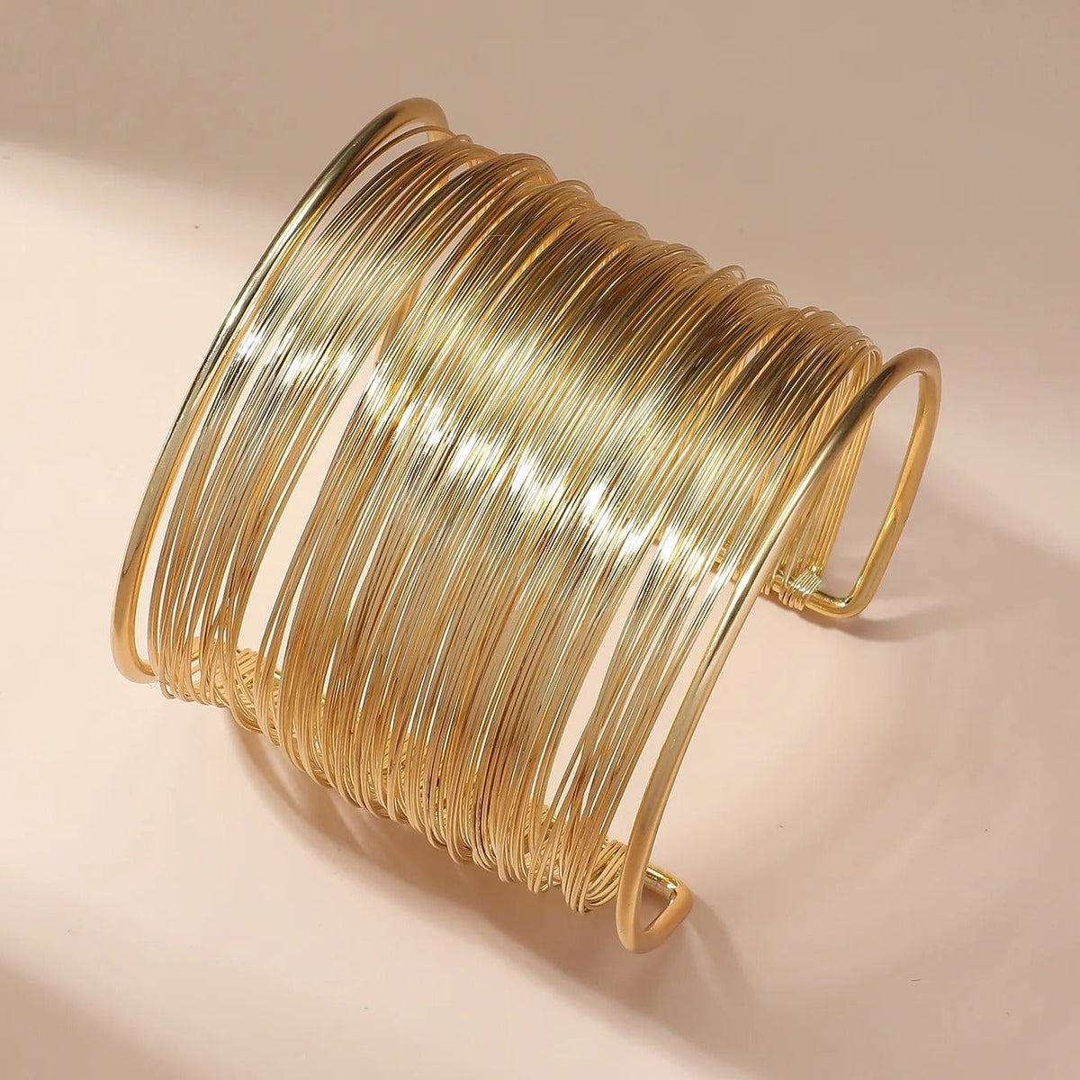 Gold Coil Wire Cuff Open Bracelet
