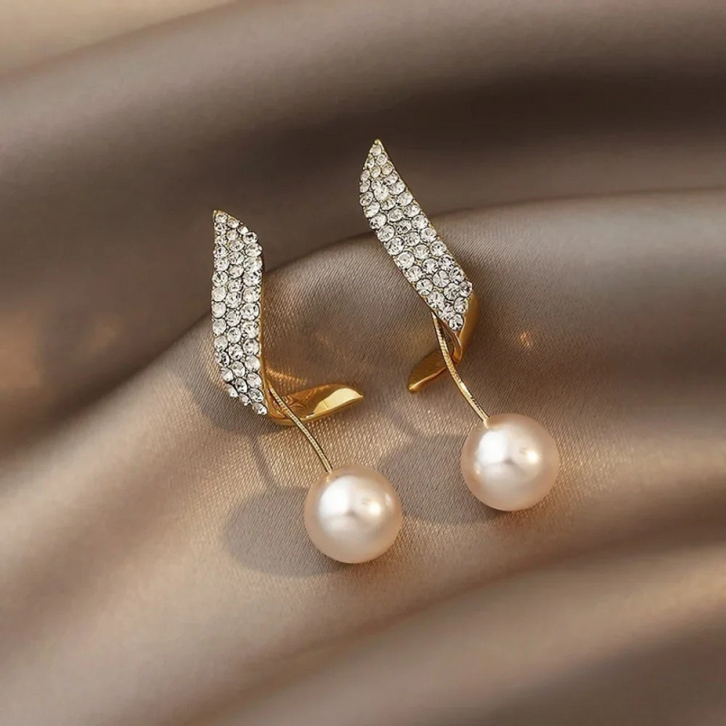 Chic Golden Pearl Drop Earrings