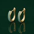 Turquoise Pavé Classic Gold Huggies