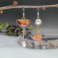 Elegant Earrings with Orange Stone