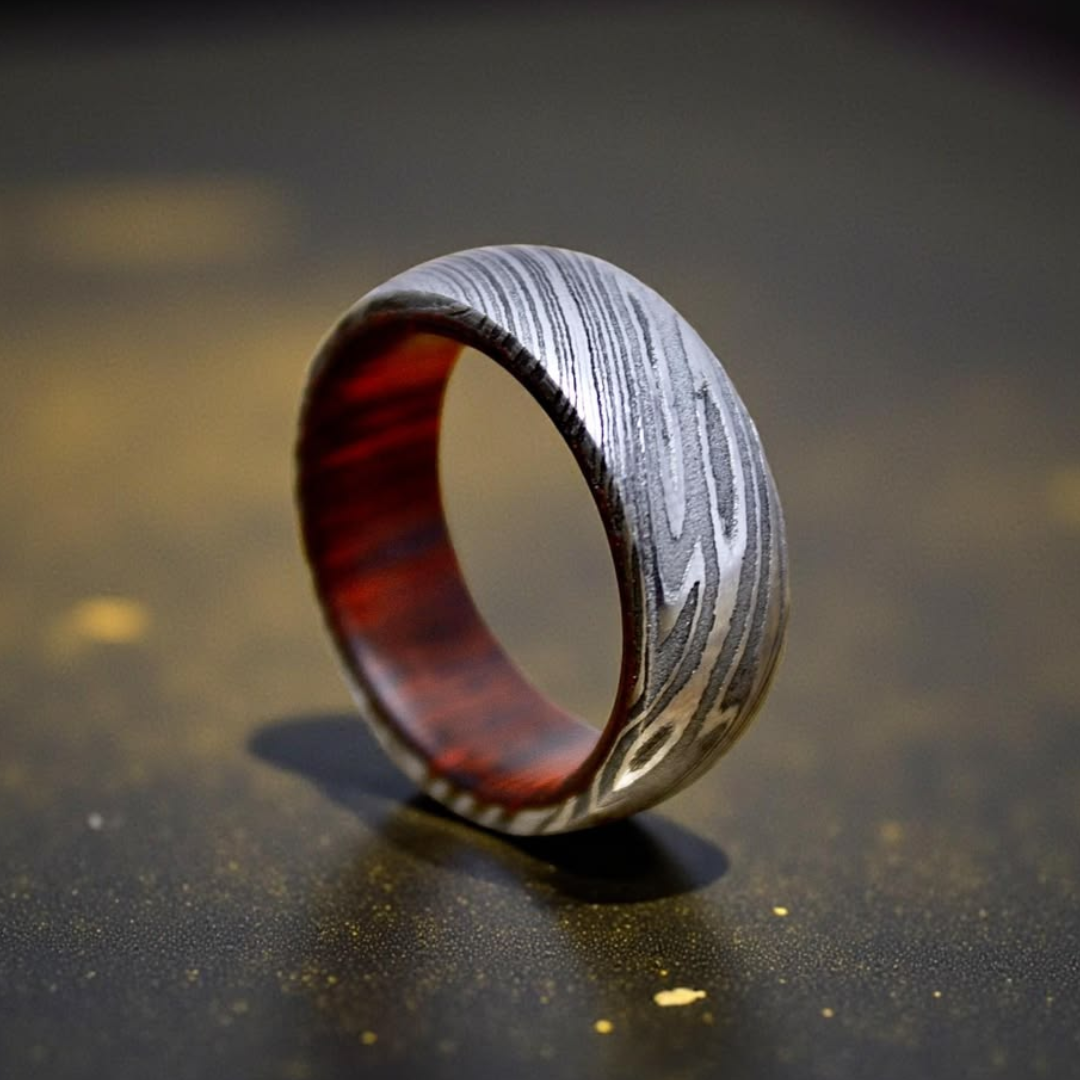 Crimson Core Heritage Ring with Hammered Finish
