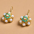Pearl Flower Turquoise Earrings