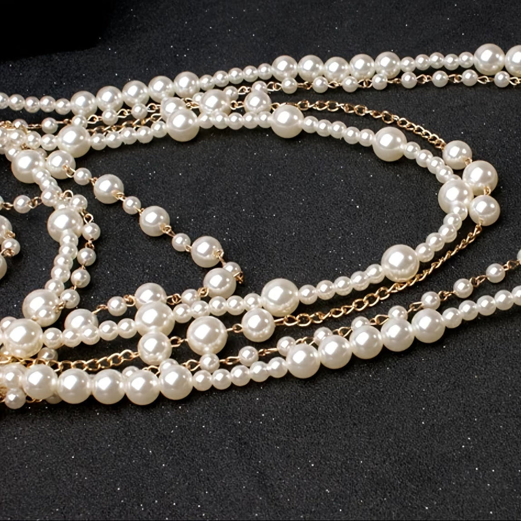 Boho Multi-Layered Pearl Statement Set