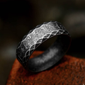 Hammered Obsidian Warrior Band