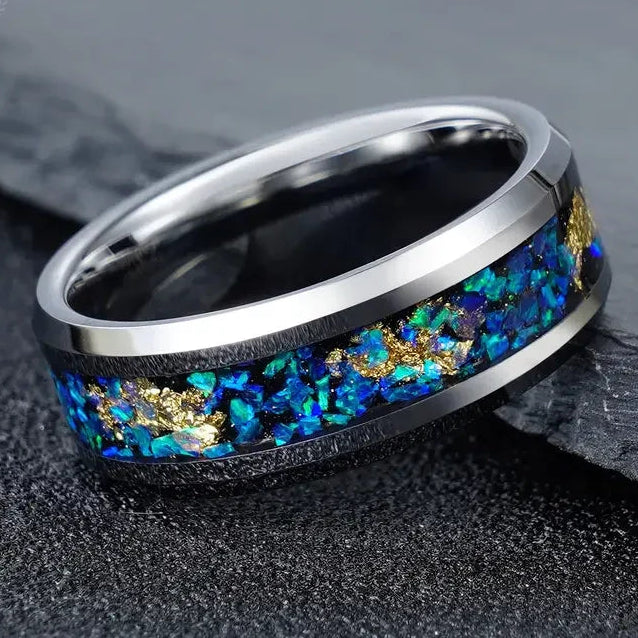 Aurora Opal Gold Inlay Ring