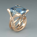 Vintage Rose Gold Blue Zirconia Ring