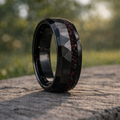Obsidian Ember Facet Ring