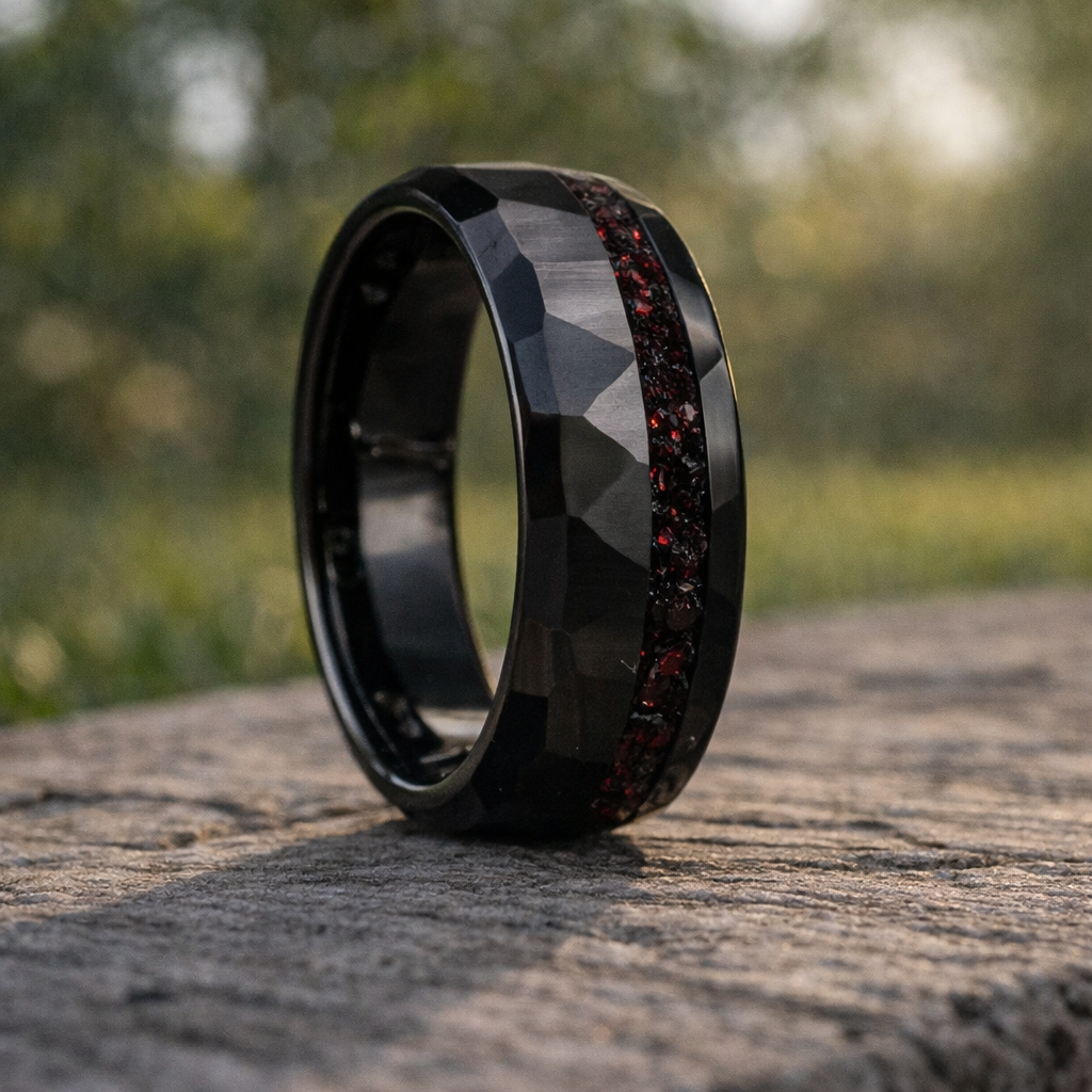 Obsidian Ember Facet Ring