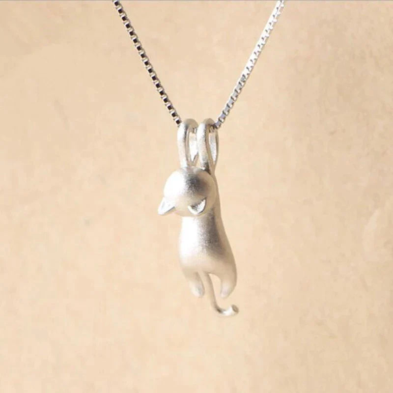 925 Sterling Silver Playful Kitty Necklace