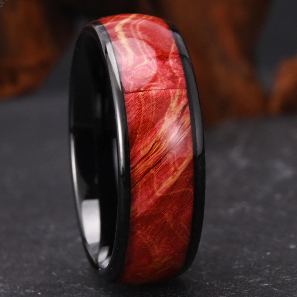 Crimson Wood Inlay Ring
