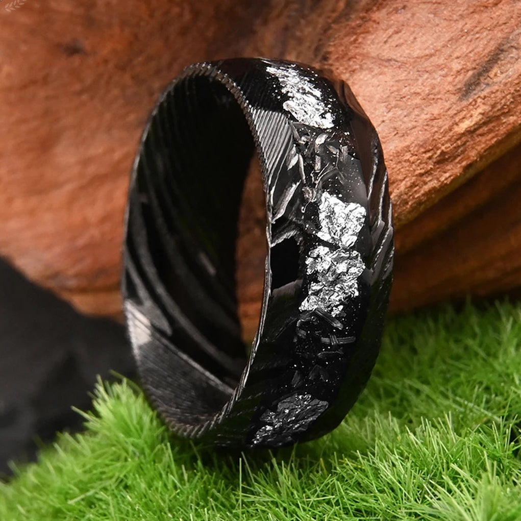 Obsidian Silver Shard Ring