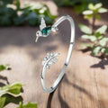 Adjustable Hummingbird Ring with Rhinestone Diamond