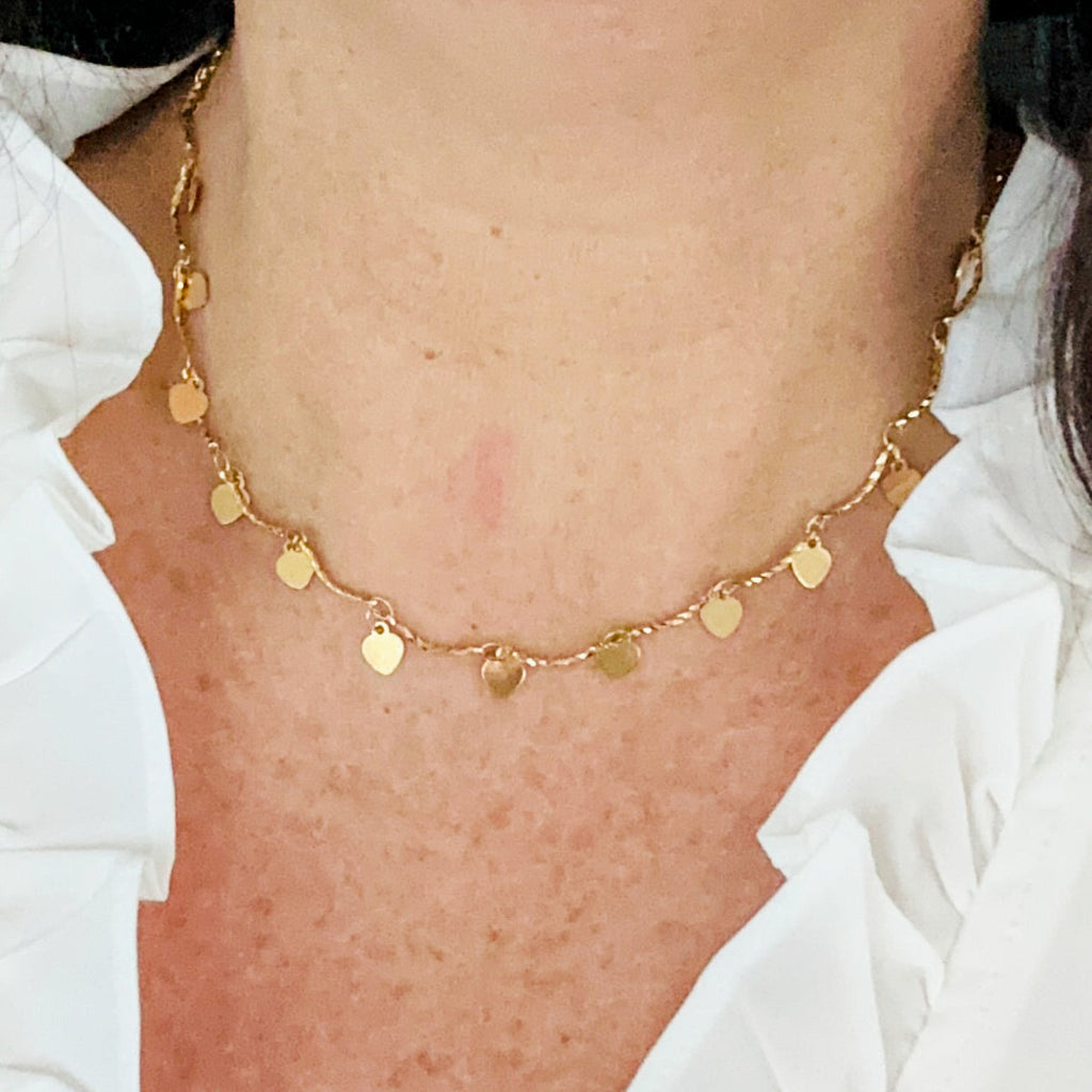 Melita Dangle Heart Choker Necklace
