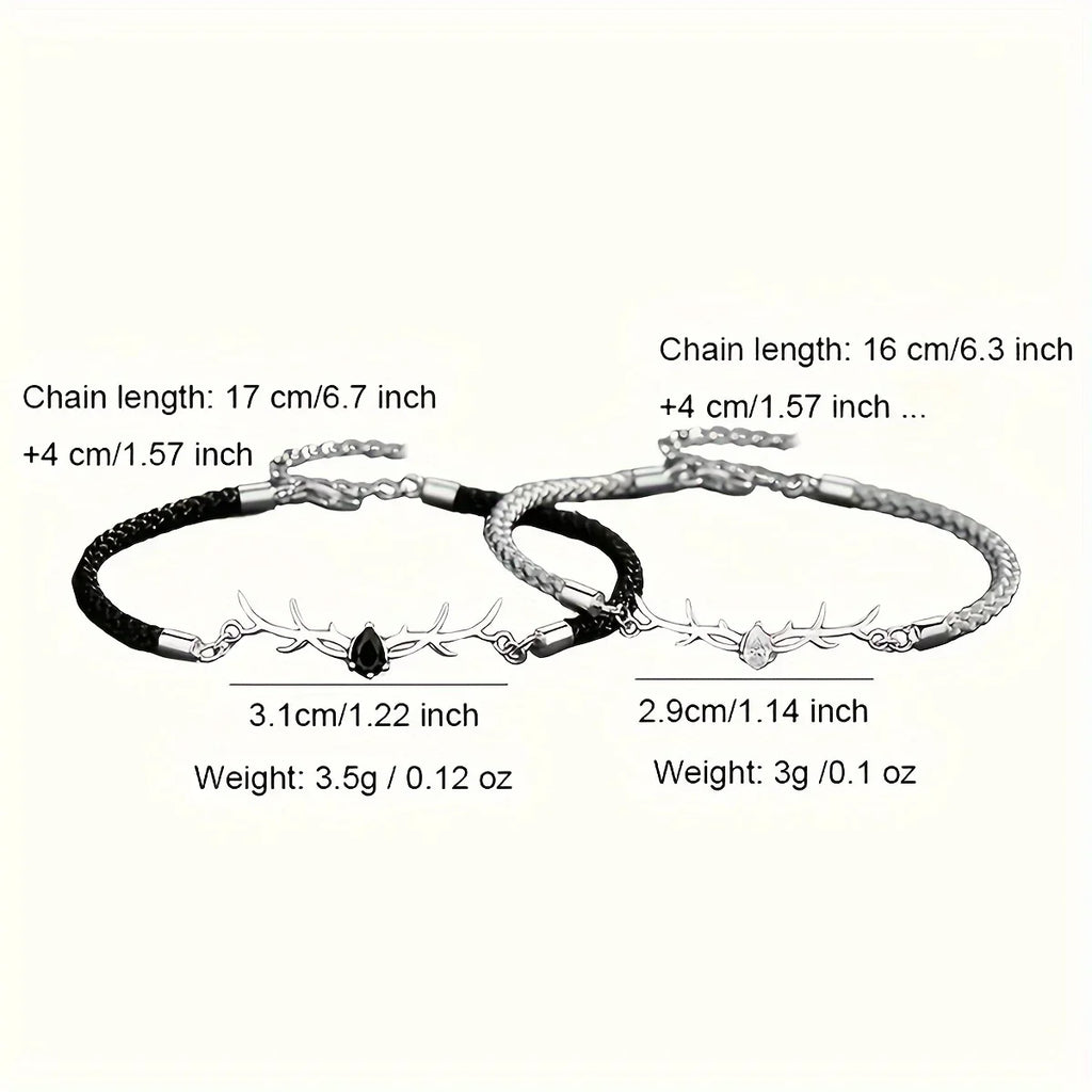 Deer Horn Heart Bracelet with Zircon