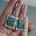 Blue Green Crystal Earrings