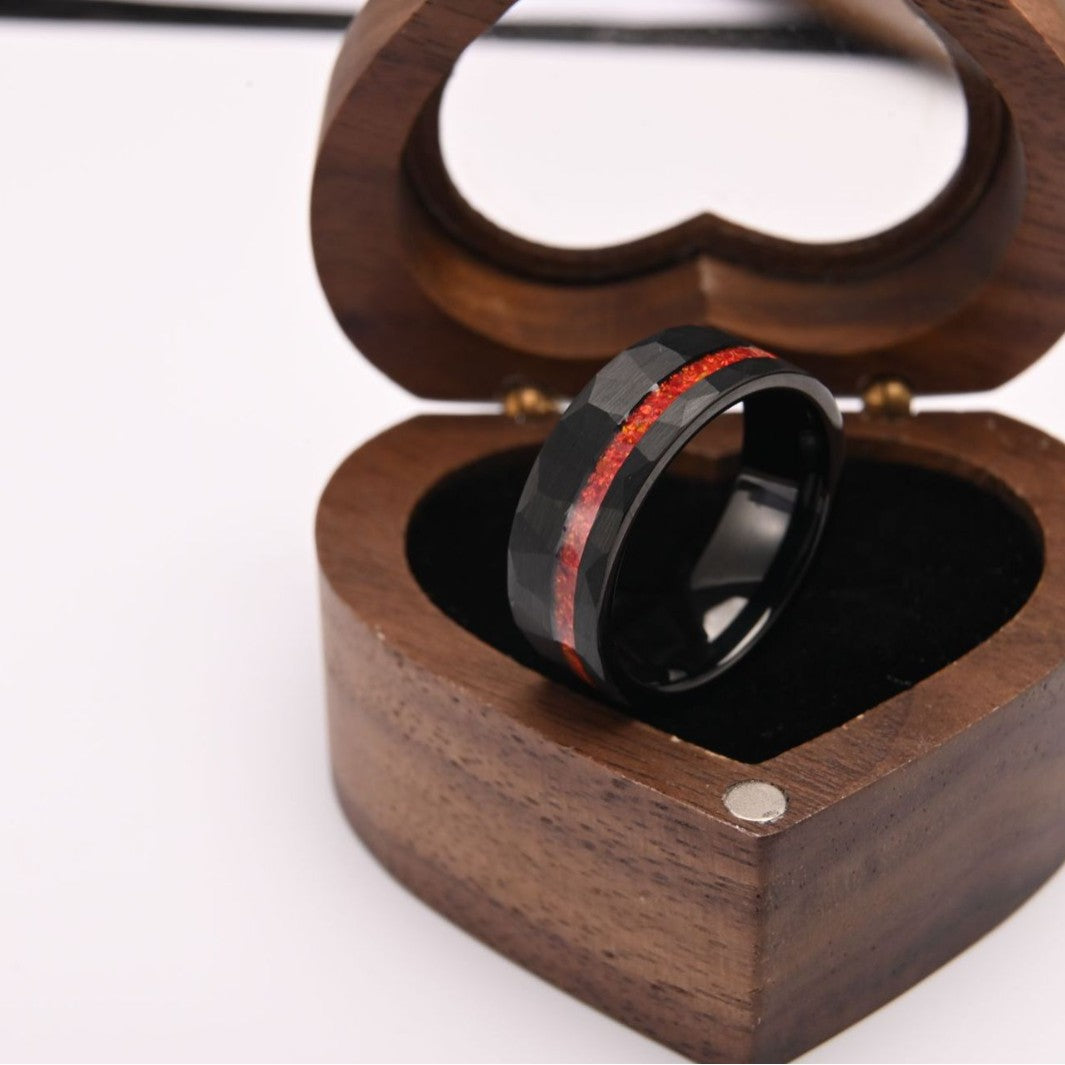 Obsidian Ember Facet Ring