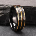 Obsidian Hammered Gold Line Ring