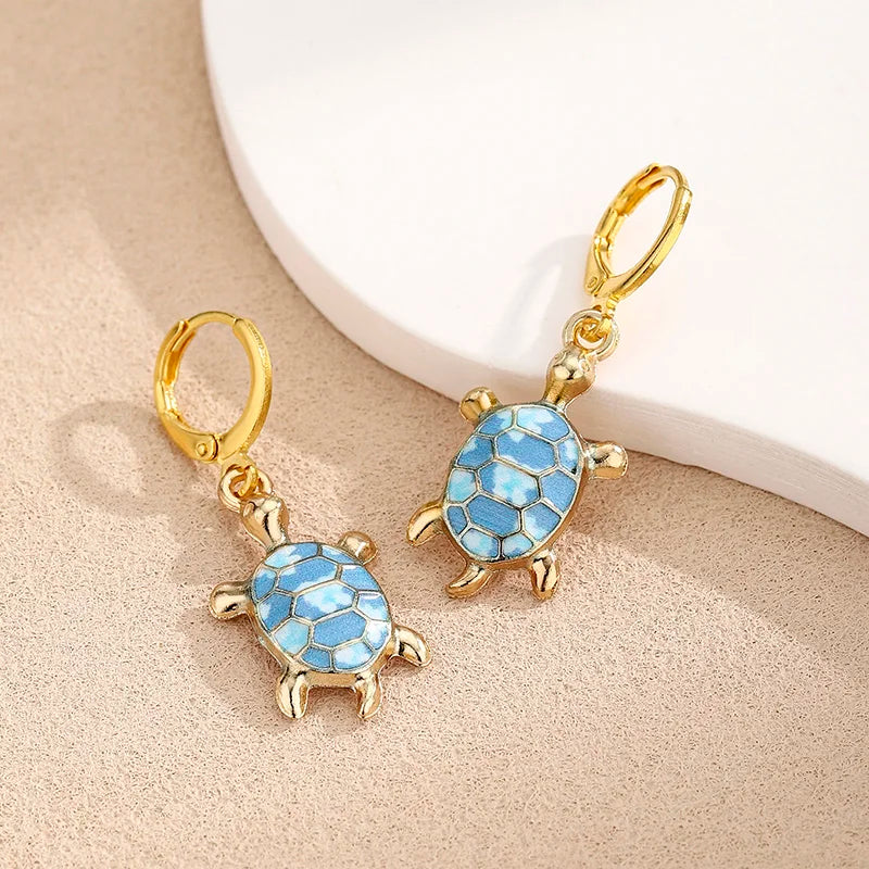 Sea Turtle Huggie Earrings Ocean Charm