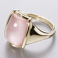 Vintage Square Pink Golden Ring