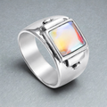 Silver Green Moonstone Ring