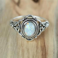 Vintage Silver & Opal Floral Ring