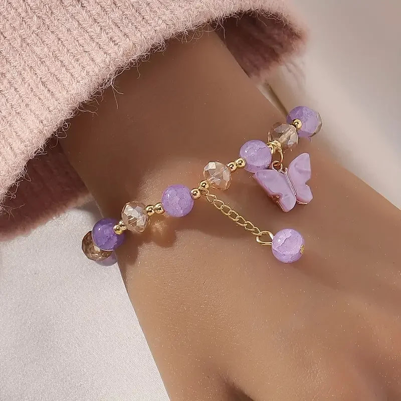 Beautiful Butterfly Beaded Stretch Bracelet