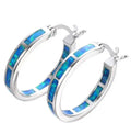 Stylish Blue Fire Opal Hoops