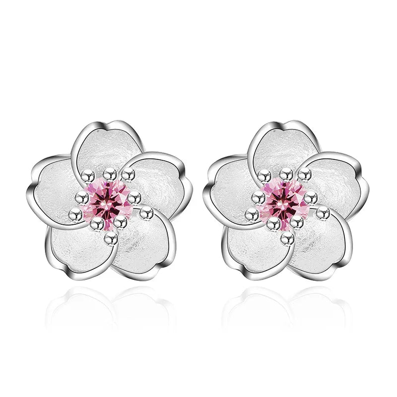 Zirconia Flower Stud Earrings
