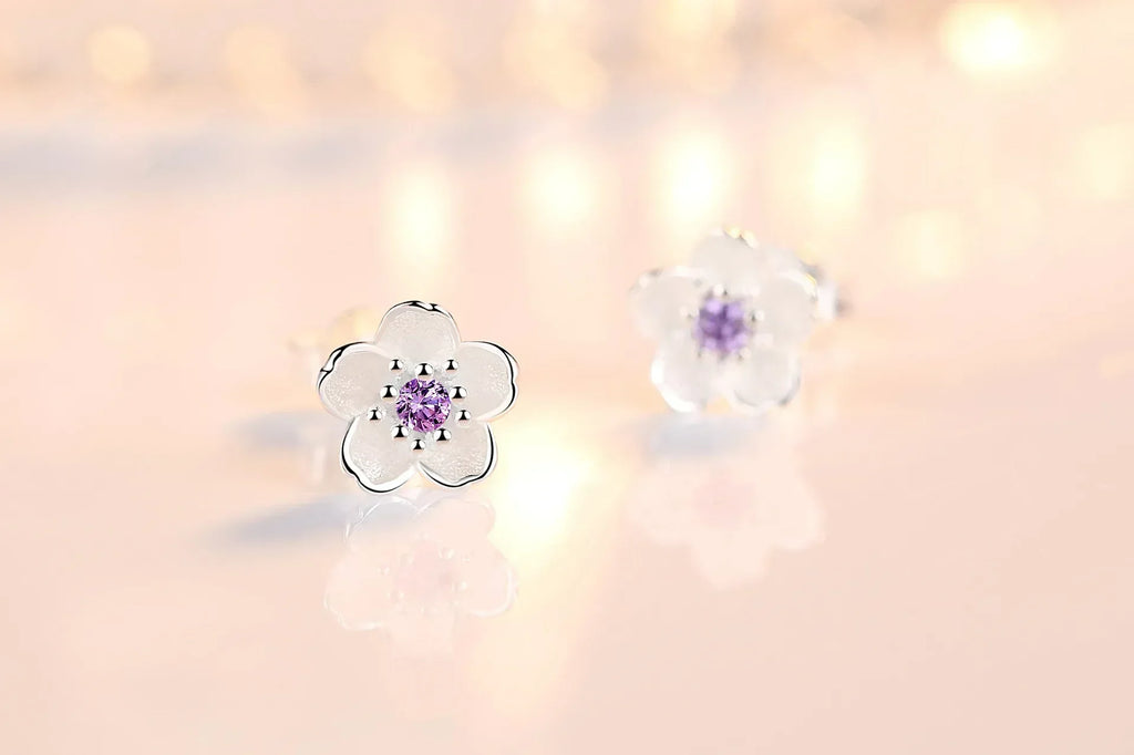 Zirconia Flower Stud Earrings