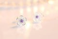 Zirconia Flower Stud Earrings