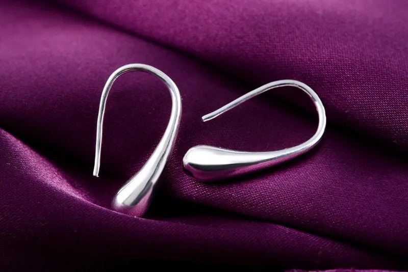 Sterling Silver Water Drop Hoops