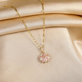Romantic Sakura Rose Necklace in Stainless Steel