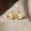 Elegant Triangle Earrings with Opal and Crystal