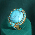 Golden Turquoise Stone Zirconia Ring