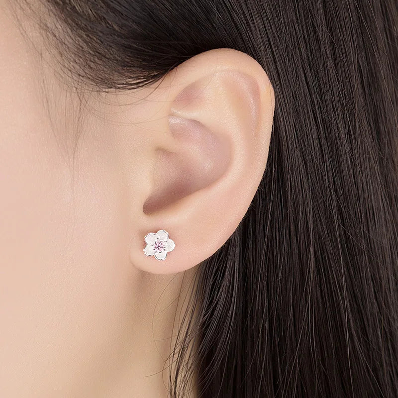 Zirconia Flower Stud Earrings