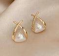 Vintage Cross Triangle Bead Drop Earrings