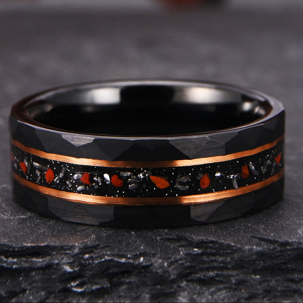 Obsidian Ember Inlay Ring