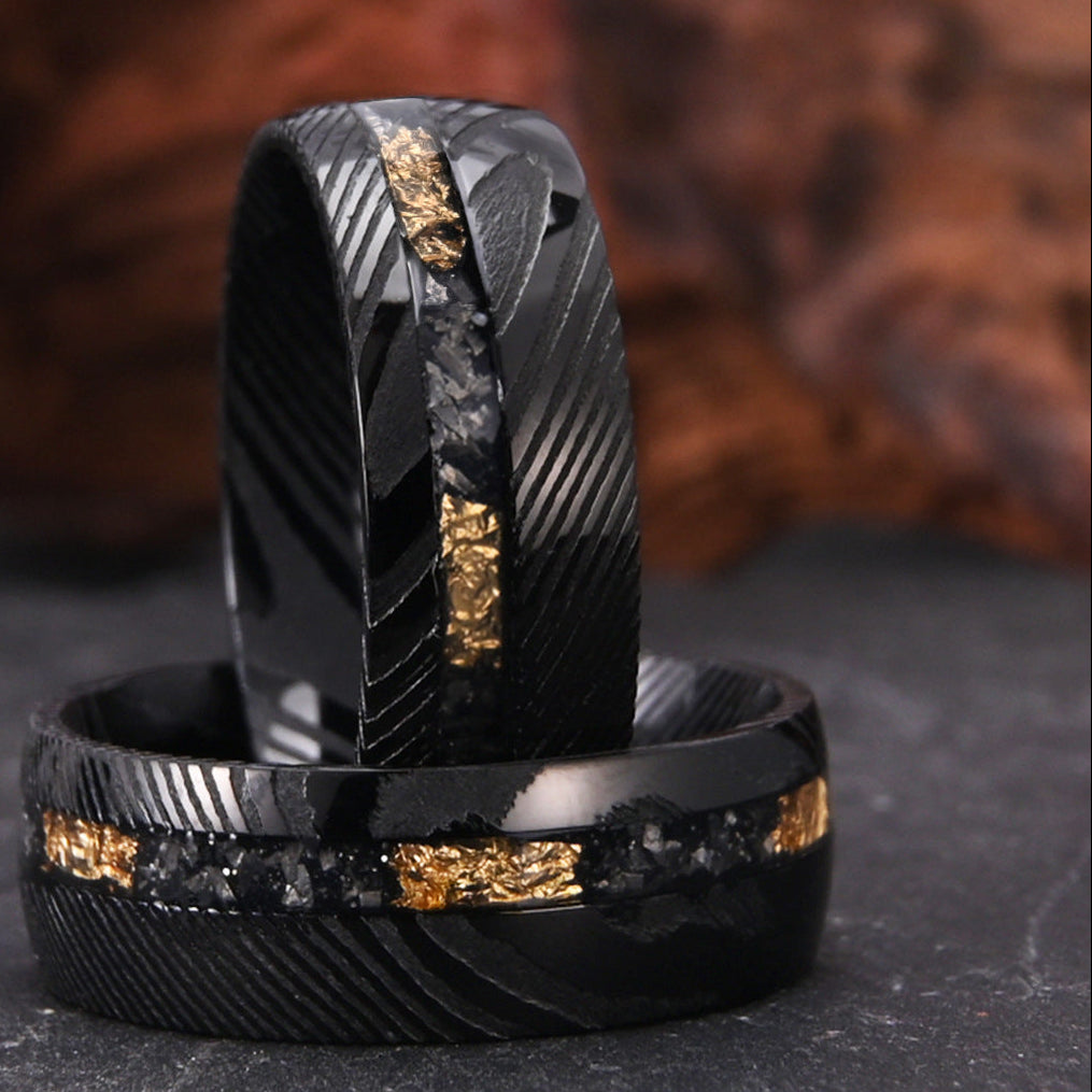 Obsidian Gold Rift Ring