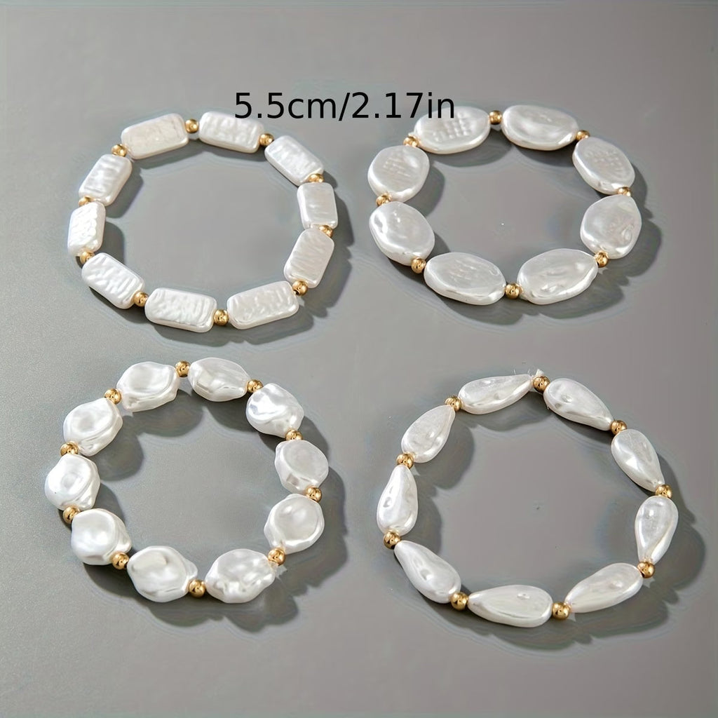 Pearl Statement Bracelet Set of 4