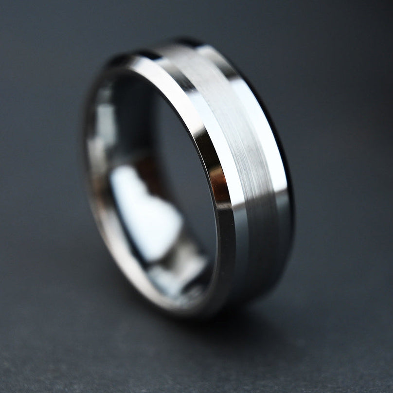 Silver Satin Edge Ring