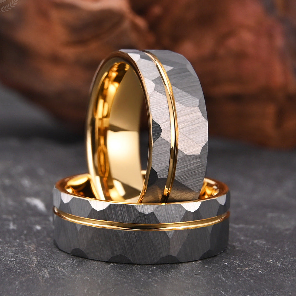 Titanium Gold Facet Ring