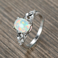 White Opal Celtic Knot Silver Ring