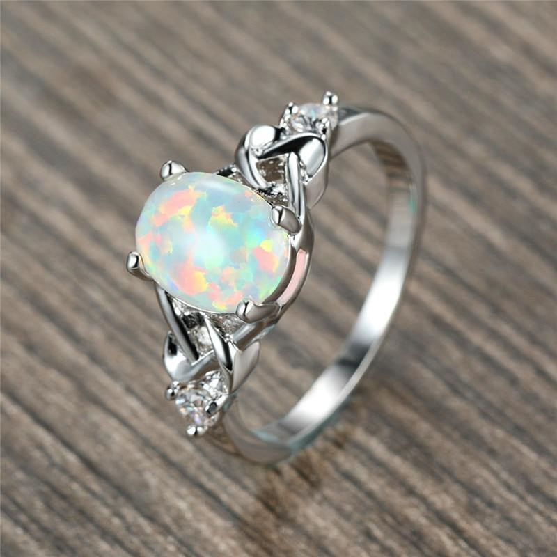 White Opal Celtic Knot Silver Ring