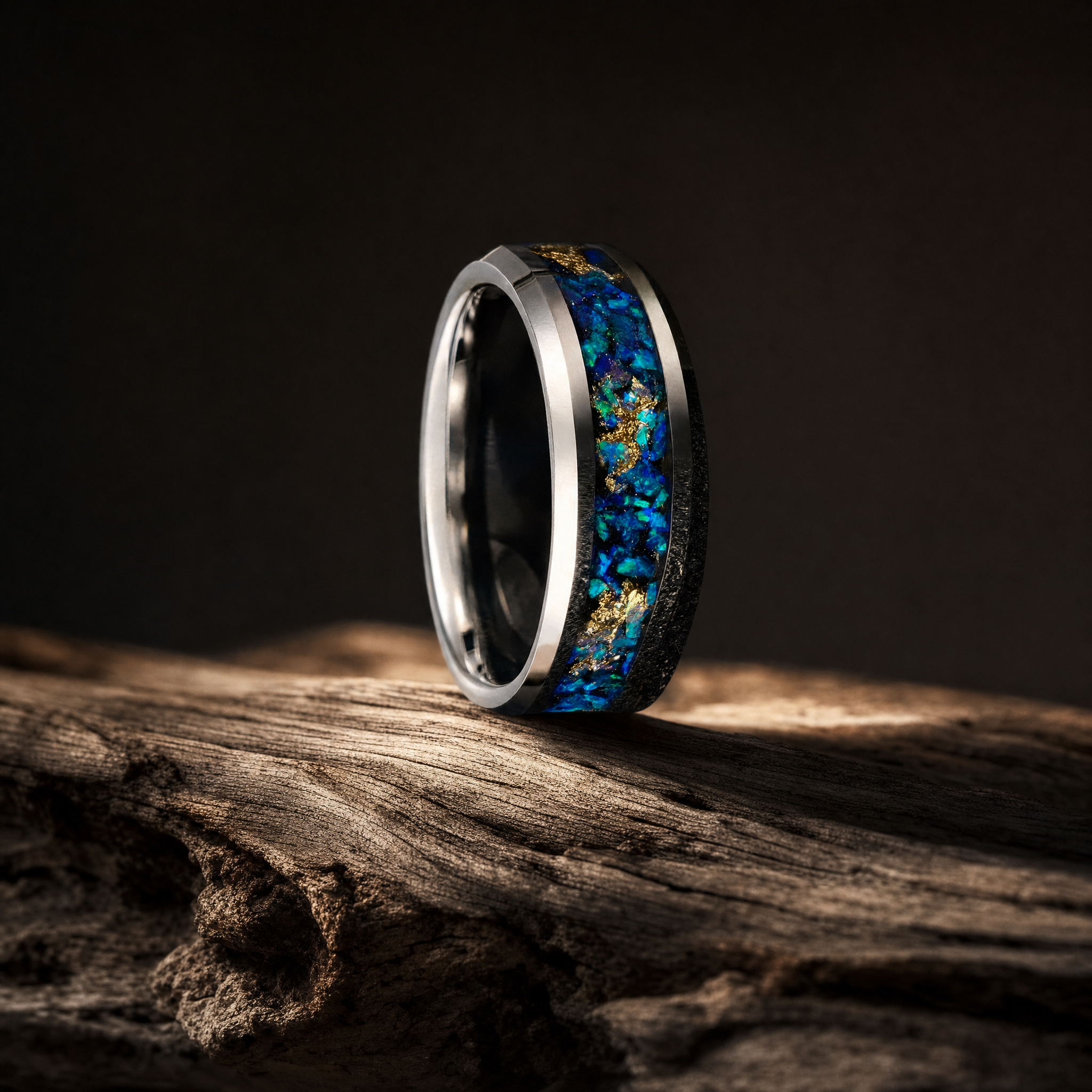 Aurora Opal Gold Inlay Ring