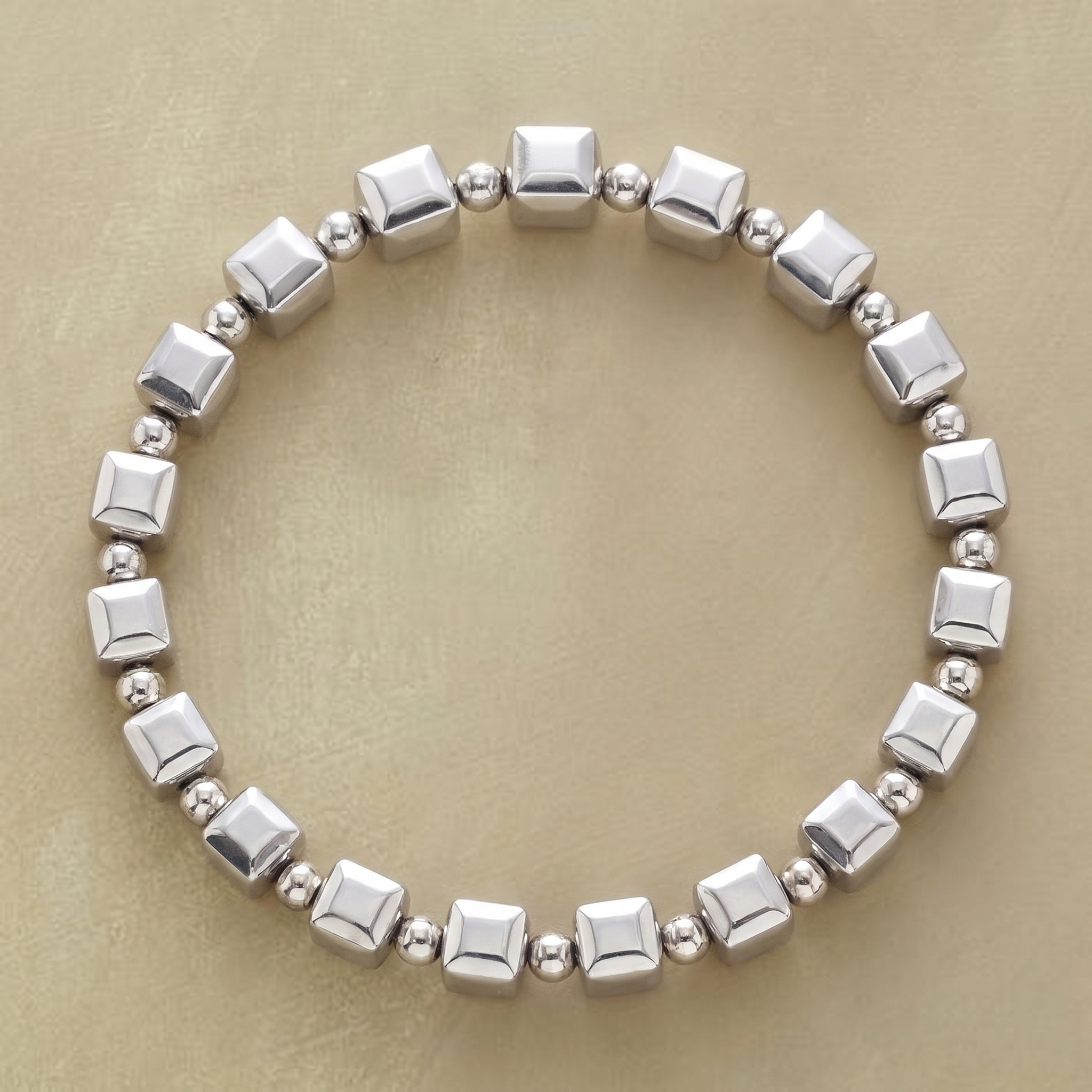 Vintage Silver Cubic Beads Bracelet