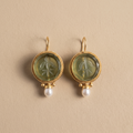 Ancient Jade Stone Pearl Earrings