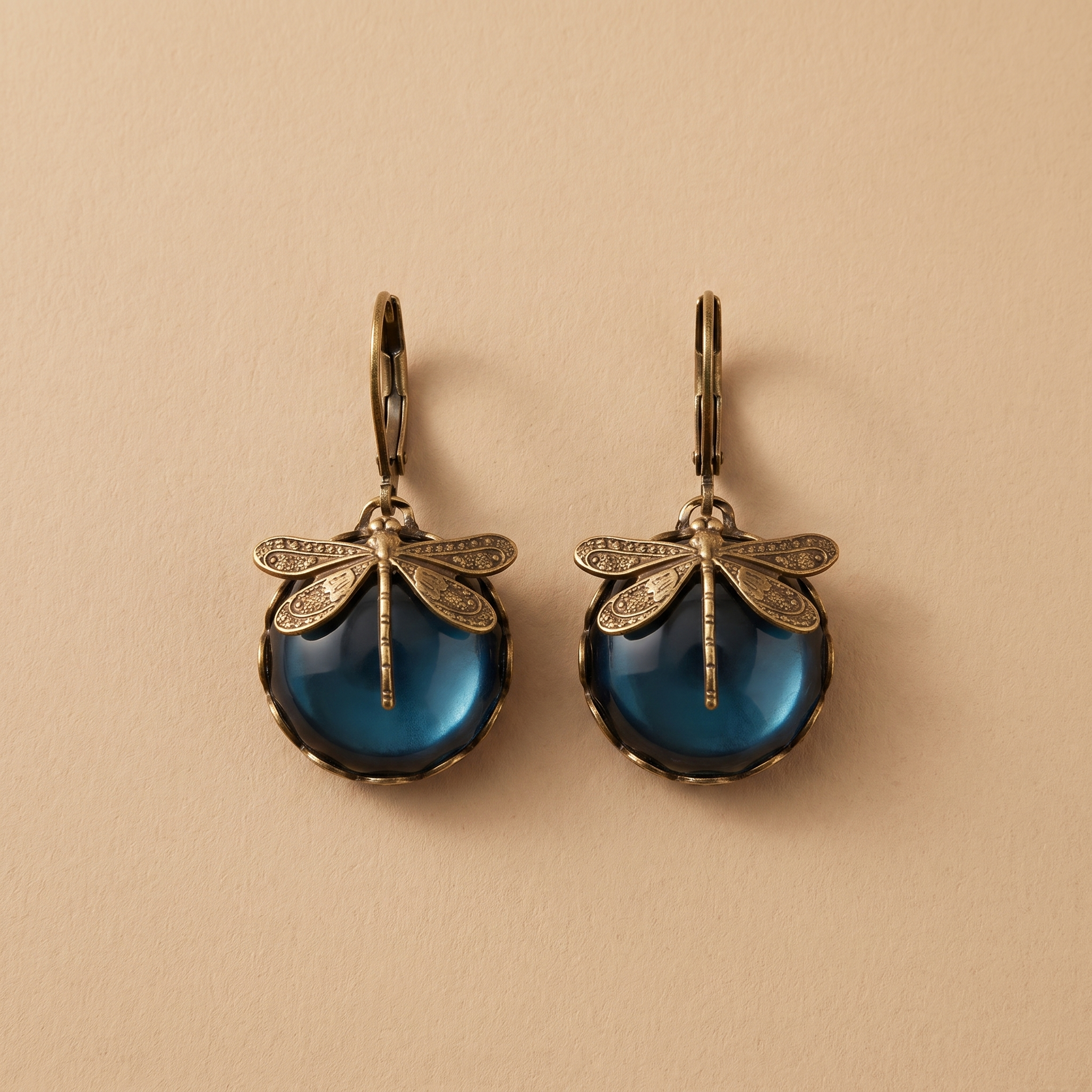 Antique Gold Dragonfly Earrings