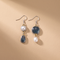 Vintage Blue Stone Pearl Earrings