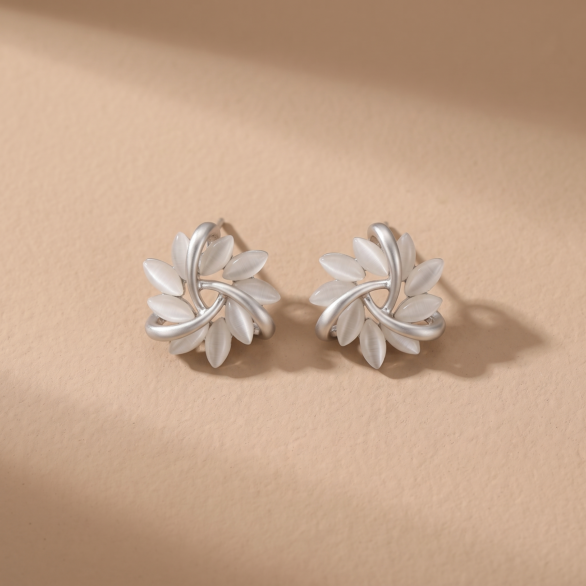 White Opal Floral Earrings