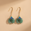 Retro Green Elephant Earrings